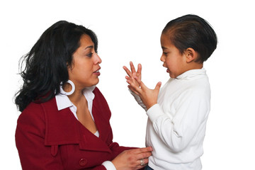 Toddler using fingers to count