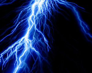 Intense lightning on a black background
