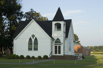 White Steepled Church