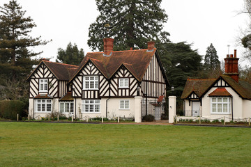 Fototapeta na wymiar Stylish Timber Framed House and Lodge in Rural England