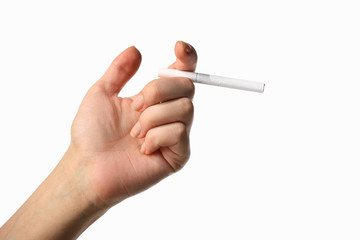 cigarette in girl hand risk concept