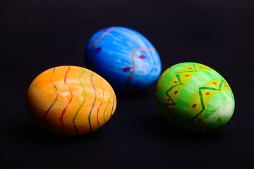 Easter eggs on black