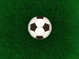 soccer ball on green background 3d image