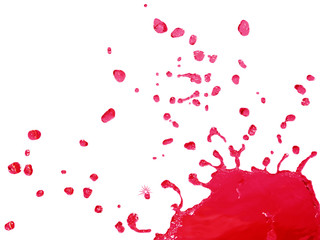 Isolated red liquid splashing and falling in the air