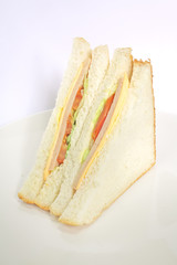 Simple sandwich with bright colorful vegetable filling