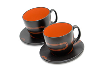 Two cups on white background