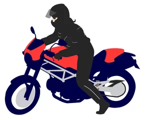 Crédence de cuisine en verre imprimé Moto illustration de motard féminin