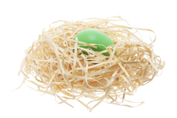 Easter Egg on Starw Nest with White Background