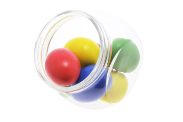 Easter Eggs in Glass Jar with White Background