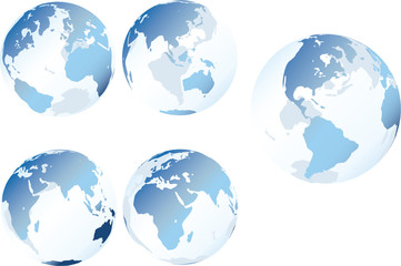 Multiple views of see-through, glass-like earth 