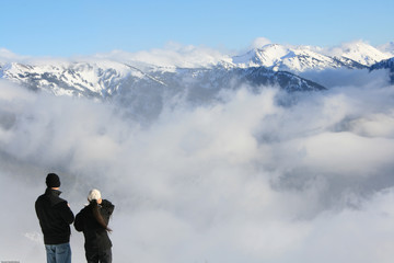 Couple enjoying a mountain view