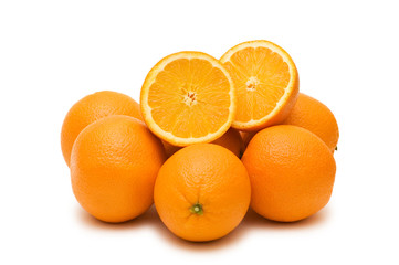 Many oranges isolated on the white background