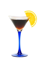 Cocktail with orange isolated on the white background