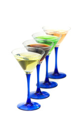 Various cocktails isolated on the white background