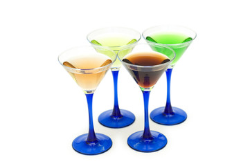 Various cocktails isolated on the white background