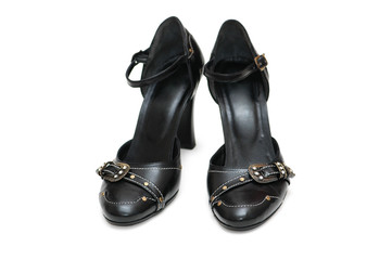 Black woman shoes isolated on the white