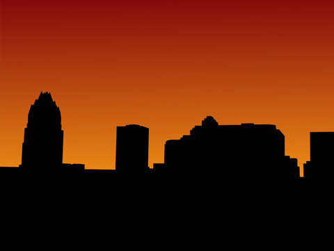Austin Skyline At Sunset
