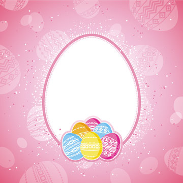color easter eggs over pink  background
