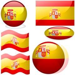 Obraz premium Spain Set - flags collection with glass effect