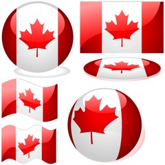 Canada Set - flags collection with glass effect