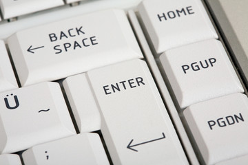 Enter Key close up. Computer technology concept