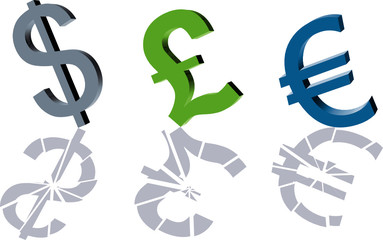 currency symbols 3d illustration