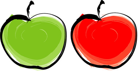 Green and red apple illustration