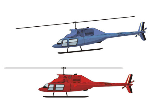 Helicopter red and blue vector image