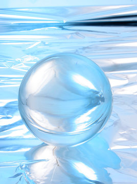 Blue crystal ball abstact background