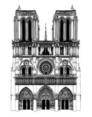 Fototapeta premium Drawing of Notre Dame
