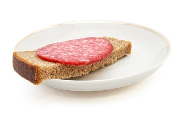 Sandwich on a plate. On a white background