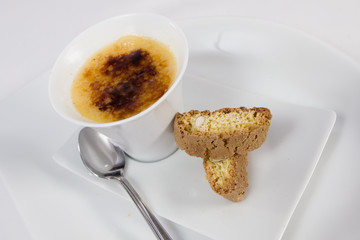 Caramel dessert with biscuit