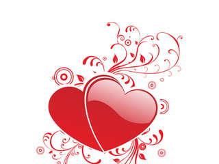 Valentines Day background with Hearts, floral