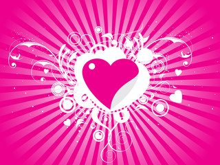 Valentines Day background with Hearts & waves