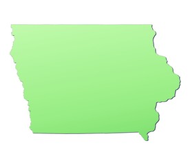 Iowa (USA) map filled with light green gradient