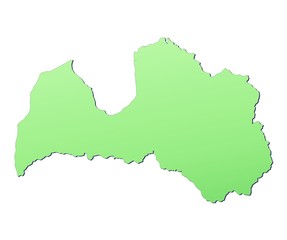 Latvia map filled with light green gradient