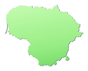 Lithuania map filled with light green gradient
