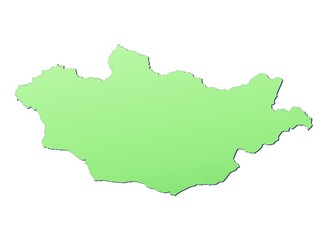 Mongolia map filled with light green gradient