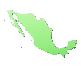Mexico map filled with light green gradient