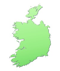 Ireland map filled with light green gradient