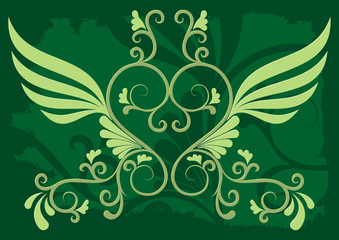 Decorative illustration on dark green background