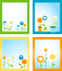 Naklejka premium framed spring flowers; floral background
