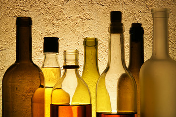 Bottles with alcohol