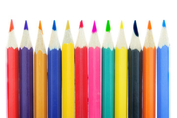 Colorful pencils isolated over white background