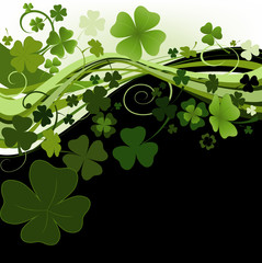 Plakat design for St. Patrick's Day with four and three leaf clovers