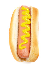 A hot dog and soft shadow on white background. Shallow DOF
