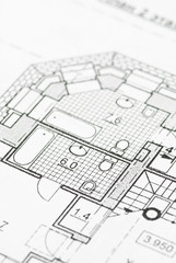 Fototapeta premium House plan blueprints close up