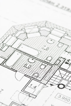 House plan blueprints close up