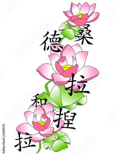 "Lotusblumen mit Chinesichen Zeichen" Stockfotos und ...