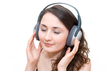 Young woman listening music